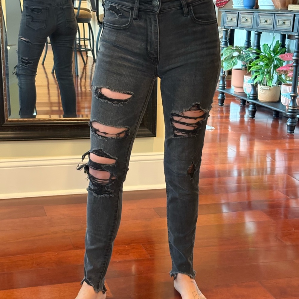 American Eagle Outfitters Ripped Black Jeggings